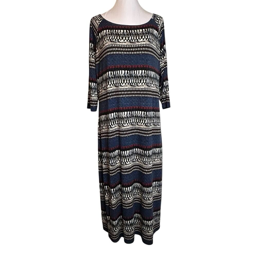 Monroe & Main Dress Womens Size L Blue Red Black Soft Stretchy Knit Sheath Y2K